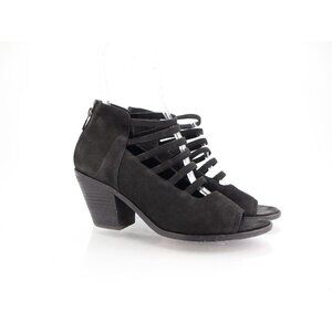 Eileen Fisher James Sandals Womens Size 10 Black Peep Toe Strappy Nubuck Leather